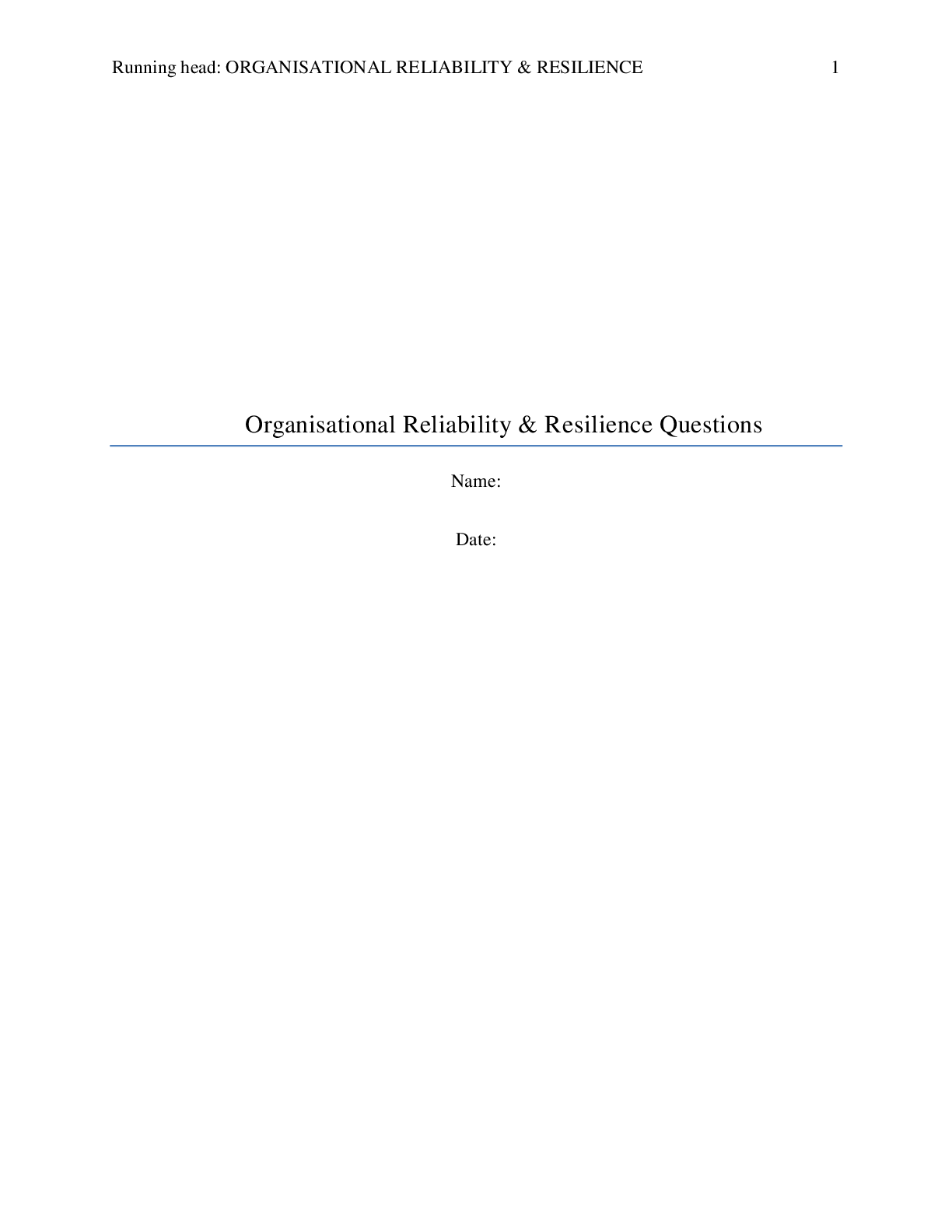 Preview image for Organisational Reliability & Resilience Questions answered